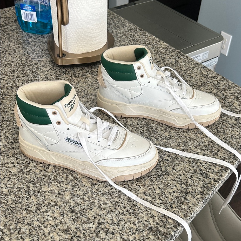 Reebok Classic White and Green High-Tops